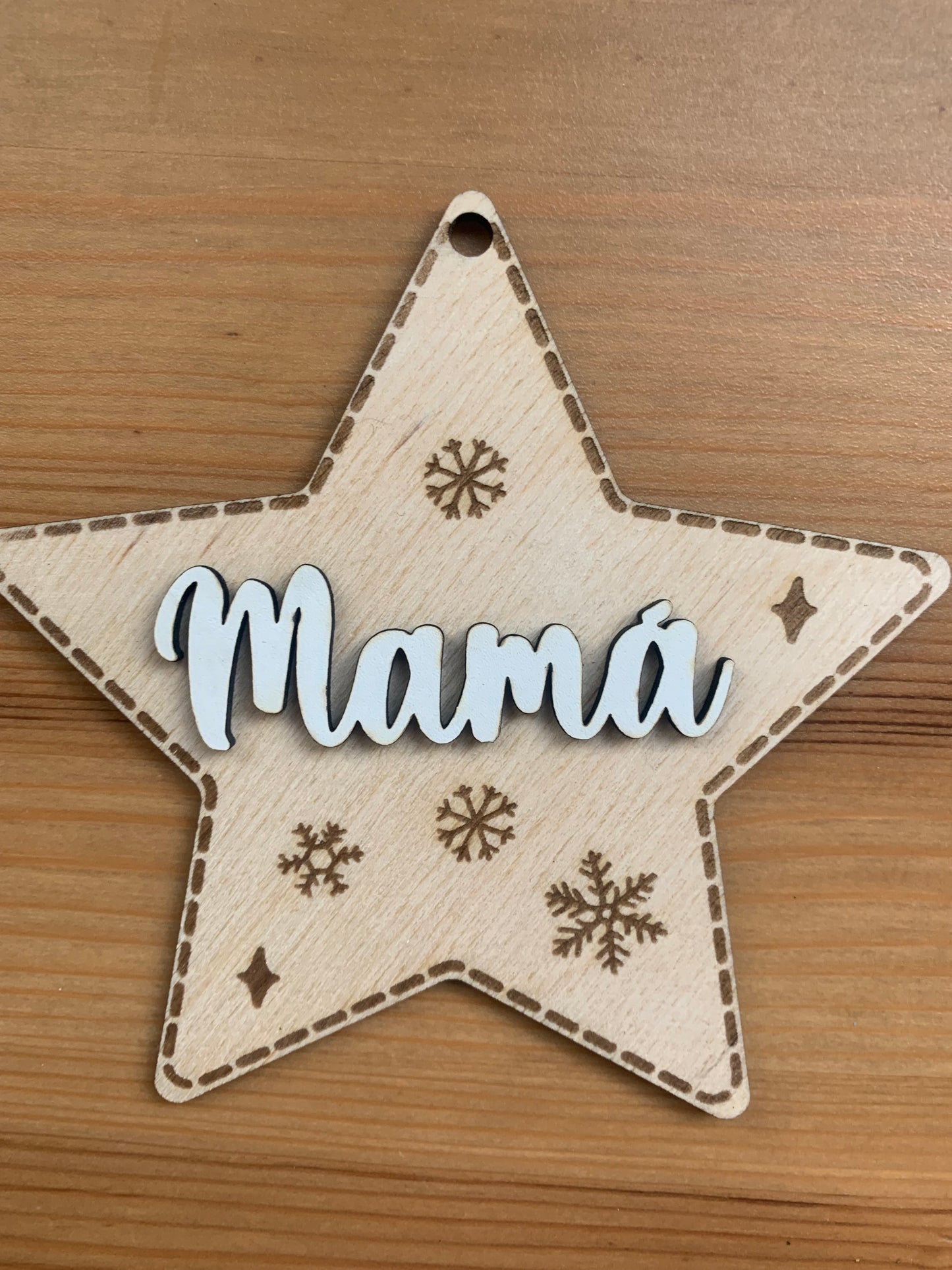 Adorno navideño doble capa madera personalizado