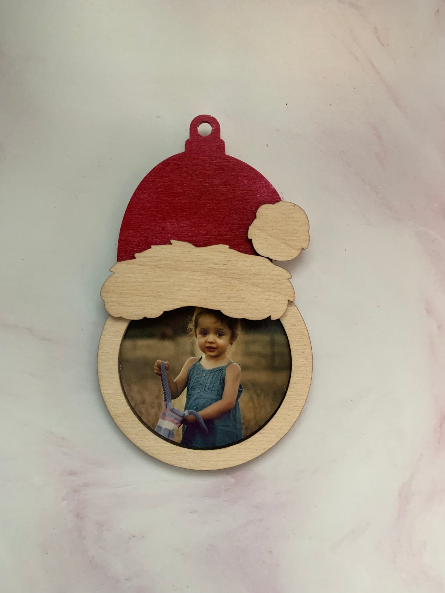 Adorno portafotos con gorro de Papá Noel personalizado con foto