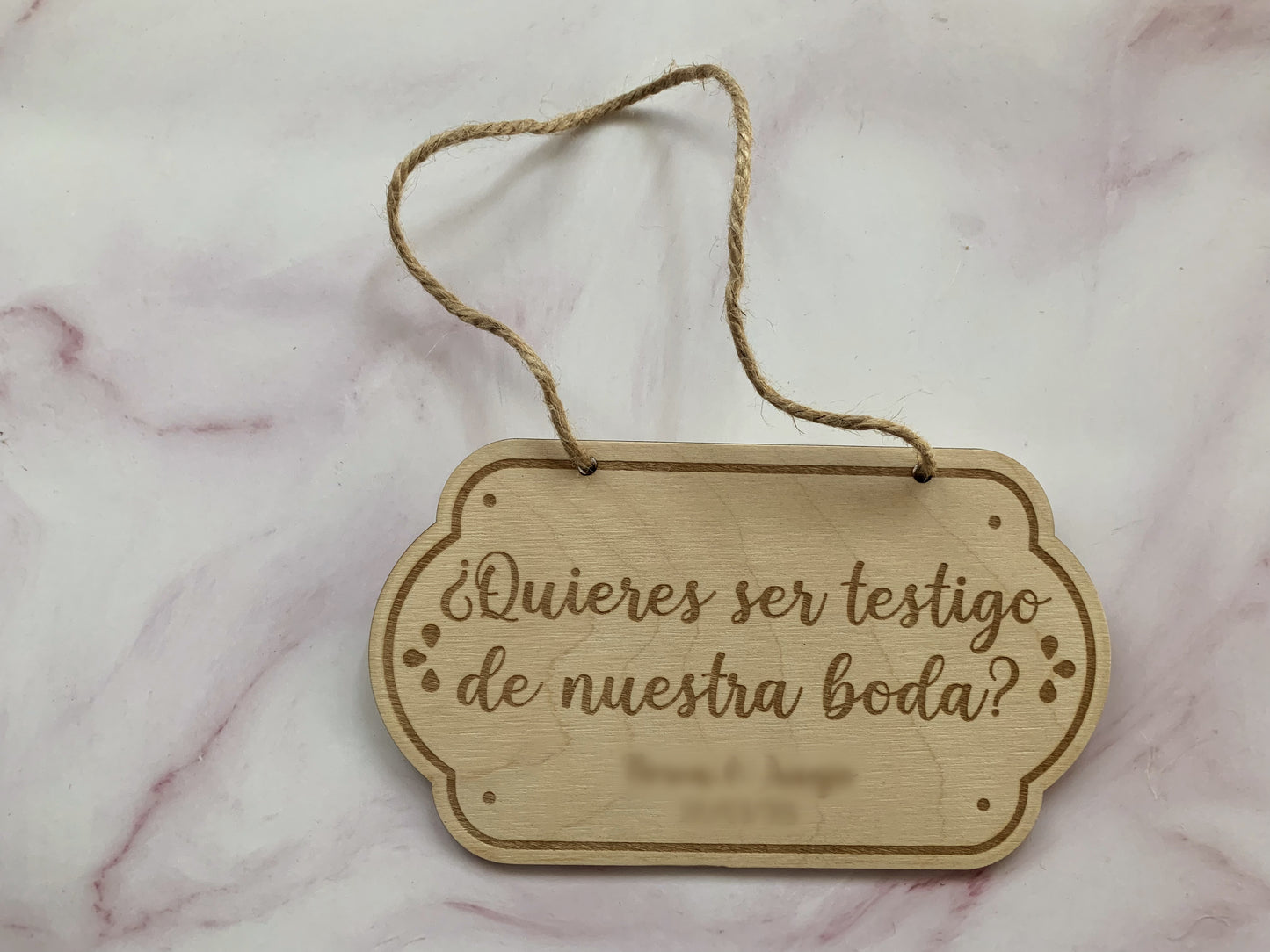 Cartel boda con dedicatoria grabada