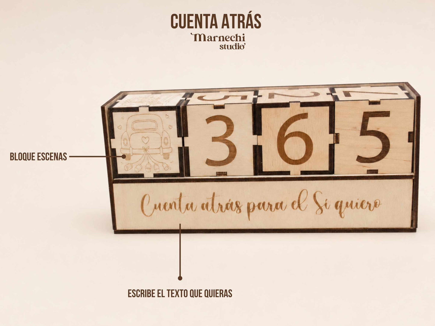 Opciones de personalización de la cuenta atrás de boda