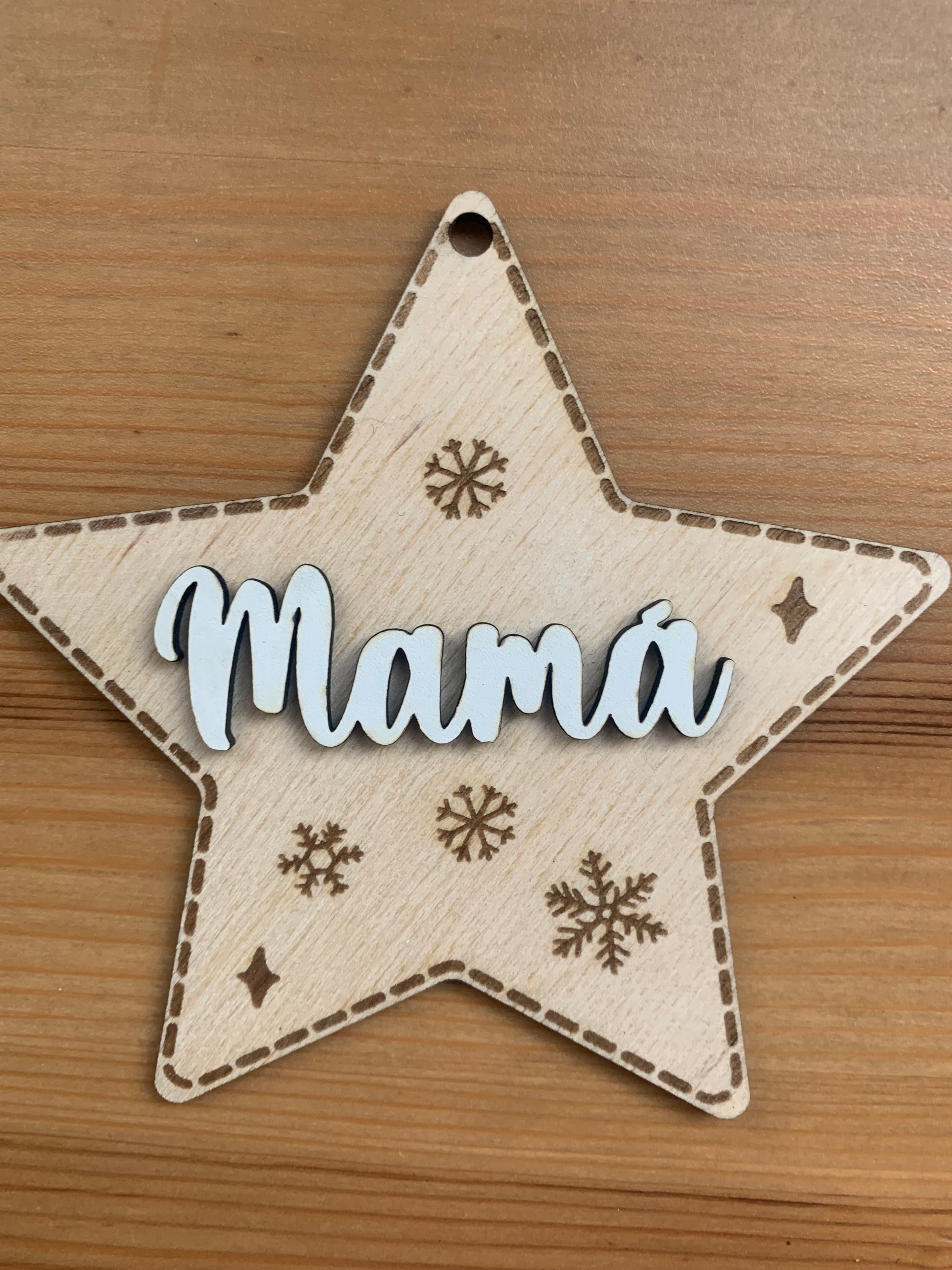 Adorno navideño doble capa madera personalizado