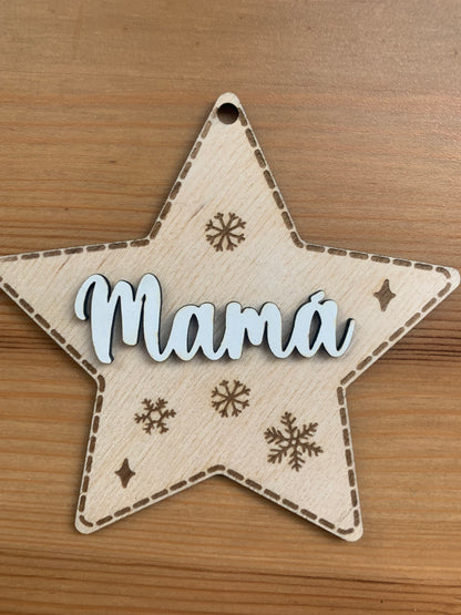 Adorno navideño doble capa madera personalizado