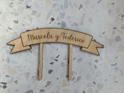 Decoración para tarta de madera personalizada
