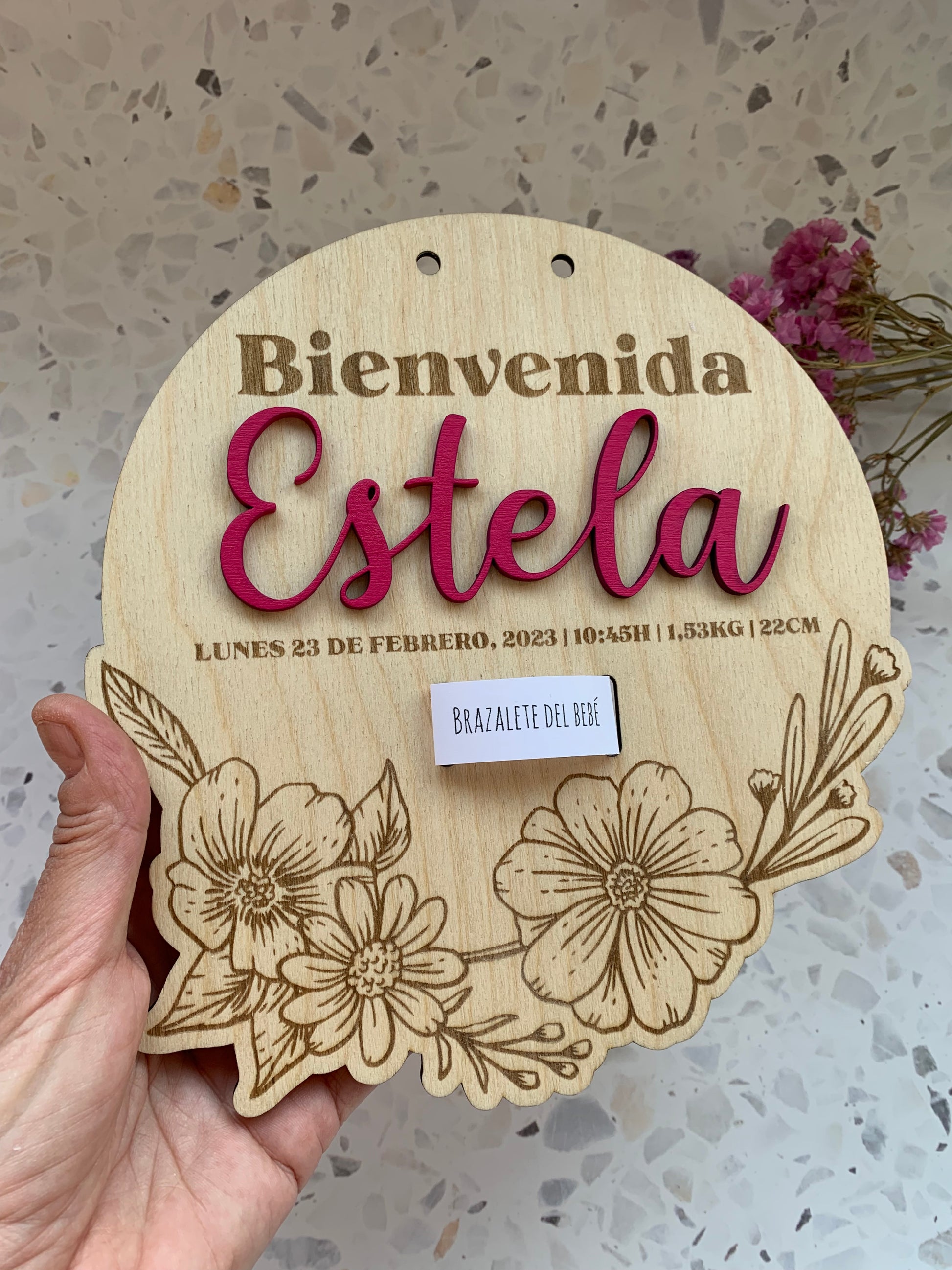 Recuerdo nacimiento bebé hecho a mano Marnechi Studio