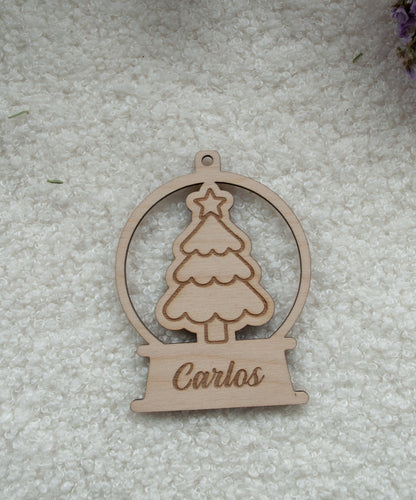 Bola de nieve navideña personalizada con diseño de árbol de navidad