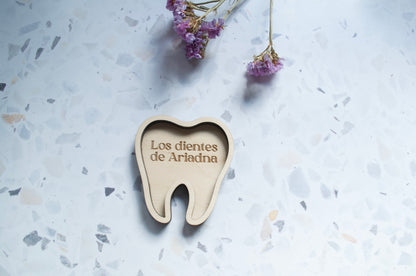Bandeja caja dentista recuerdo bebés madera