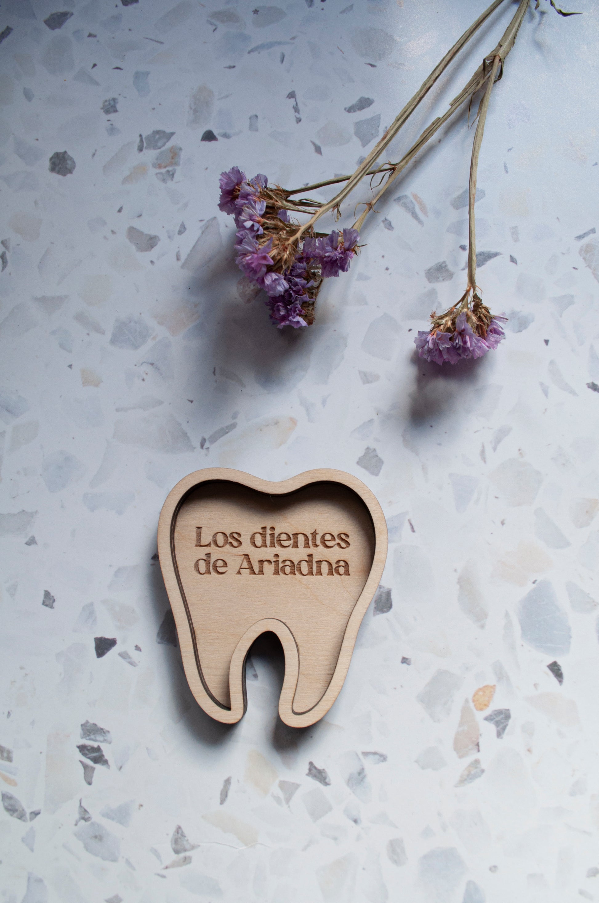 Bandeja caja dentista recuerdo bebés madera