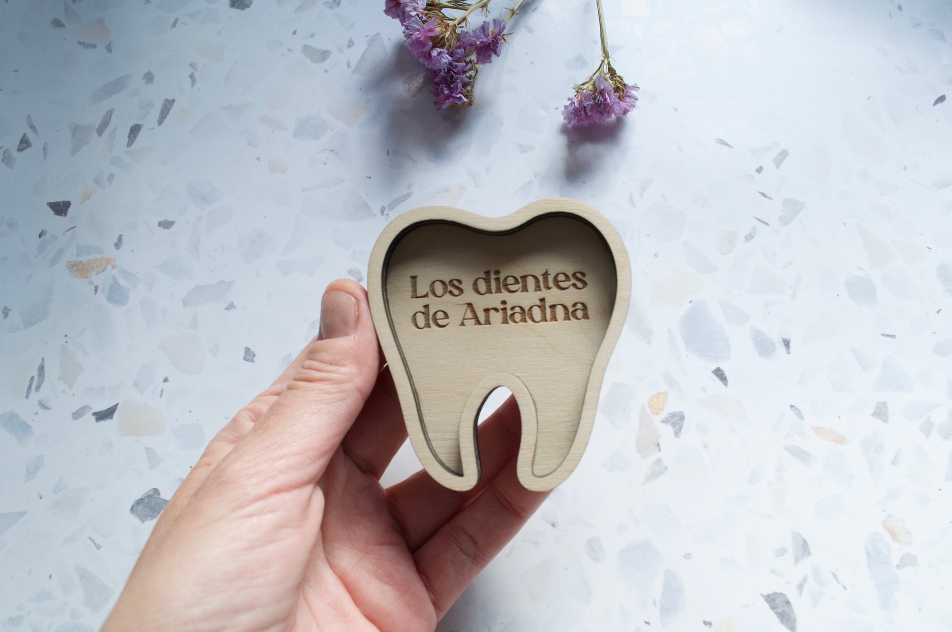 Bandeja caja dentista recuerdo bebés madera