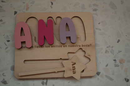 Detalle del puzzle infantil personalizado de madera