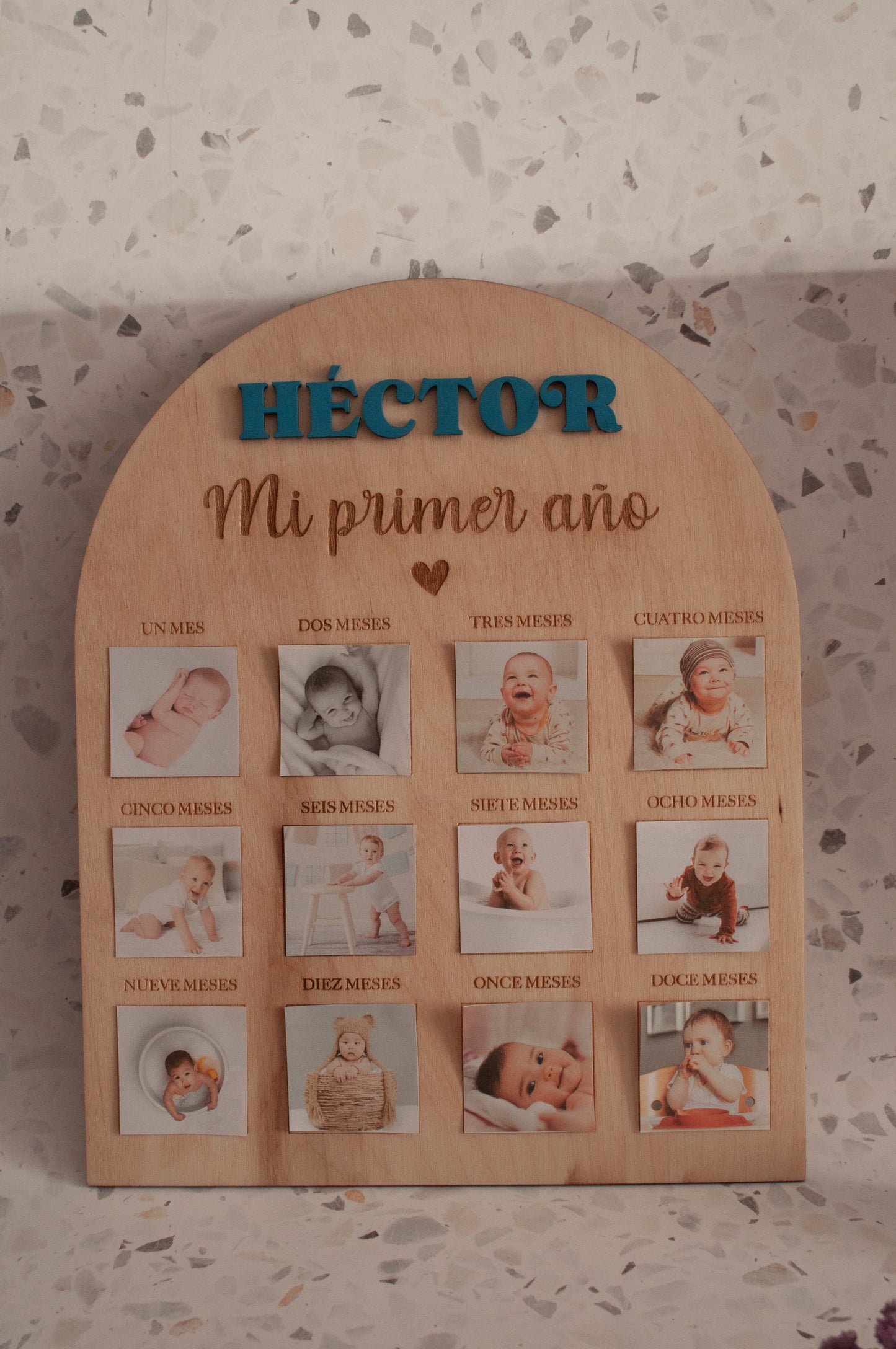 Cartel primer año hecho a mano Marnechi Studio