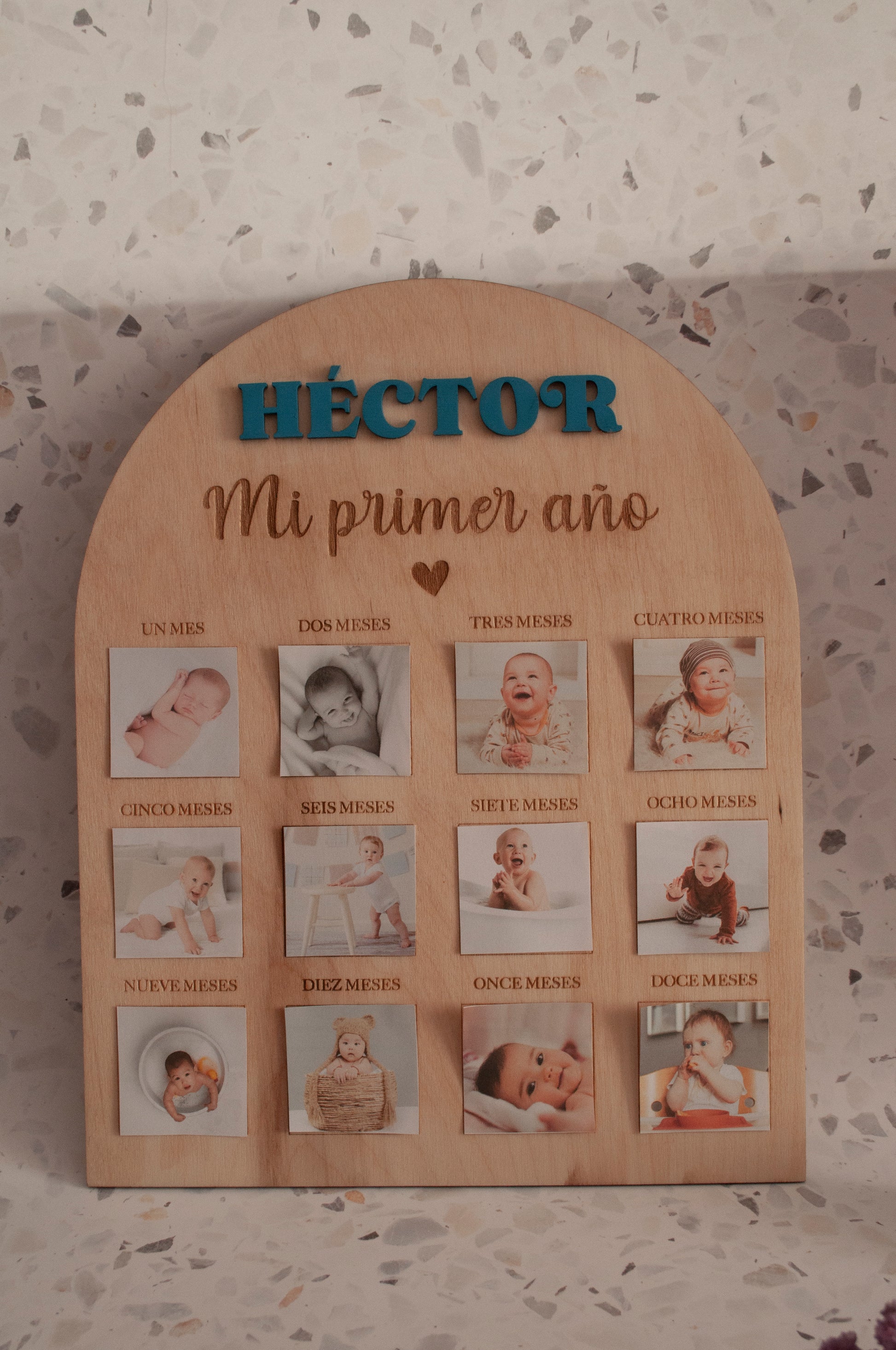 Cartel primer año hecho a mano Marnechi Studio