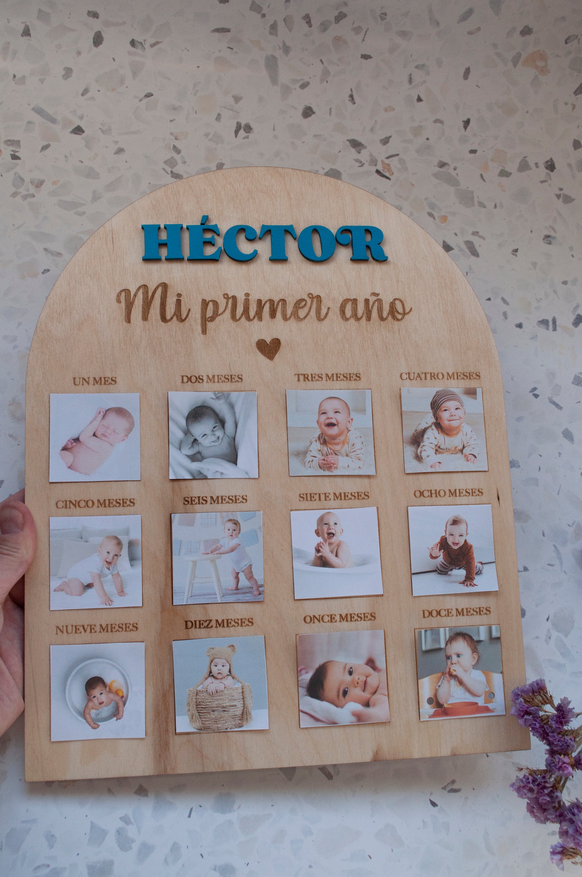 Cartel “Mi primer año” de madera personalizada