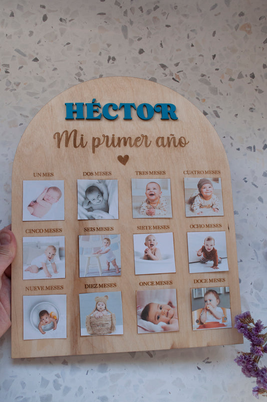 Cartel “Mi primer año” de madera personalizada