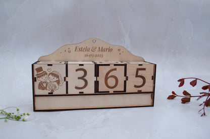 Cuenta atrás de madera personalizada - El regalo perfecto para bodas