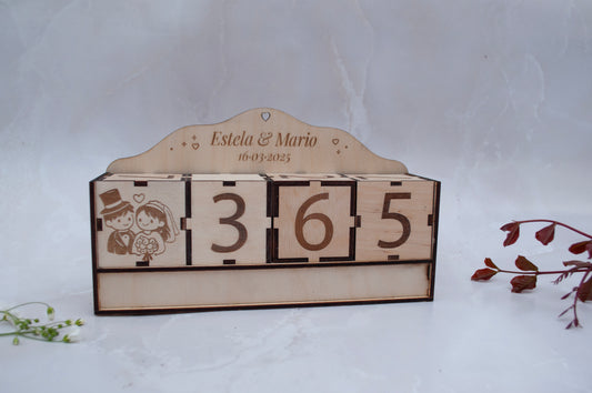 Cuenta atrás de madera personalizada - El regalo perfecto para bodas