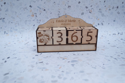 Cuenta atrás de madera personalizada - El regalo perfecto para bodas