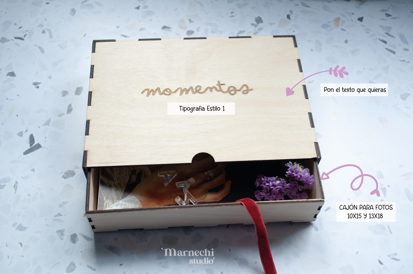 Cajón de Madera para Recuerdos Personalizado - Regalo Bebé y Boda