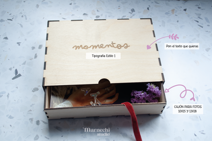 Cajón de Madera para Recuerdos Personalizado - Regalo Bebé y Boda