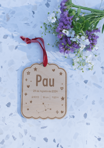 Banderín de madera personalizado para bebé