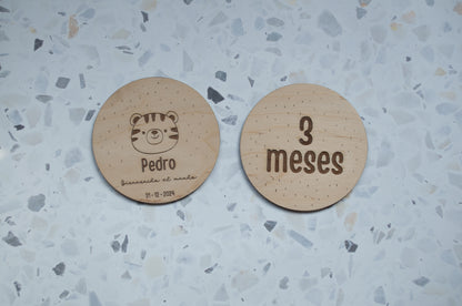 Pack cumplemeses bebé artesanal en madera