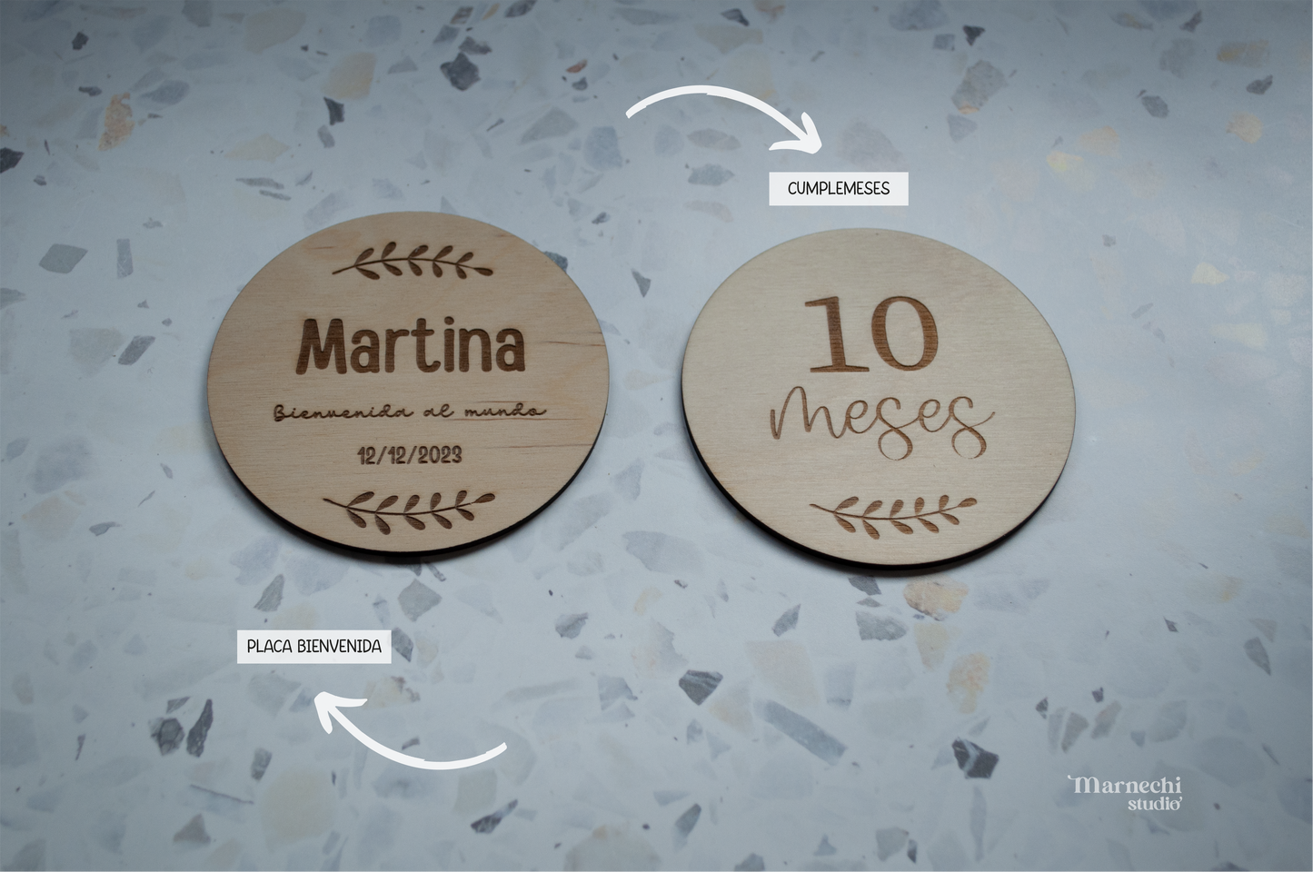 Pack cumplemeses bebé artesanal en madera