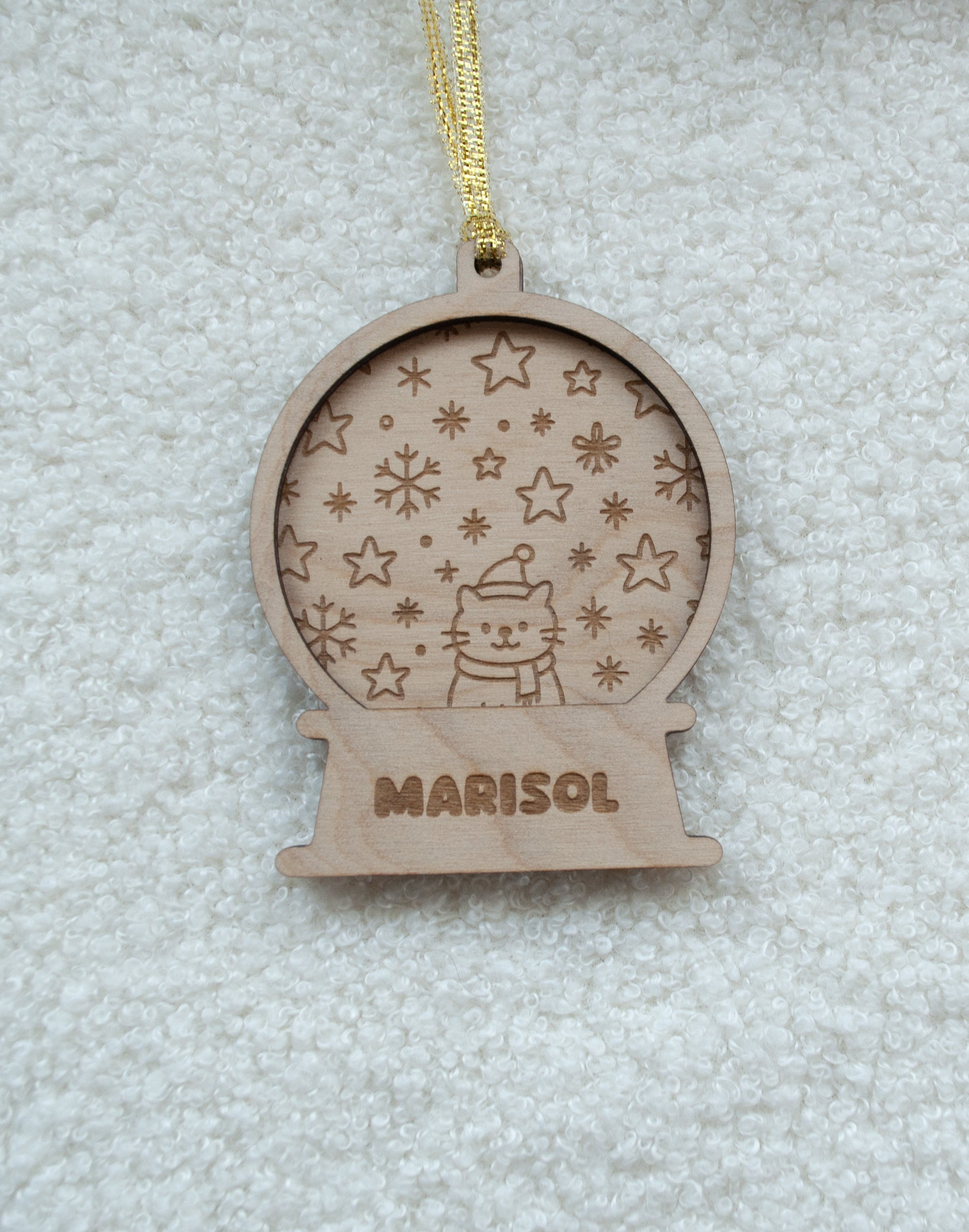 Bola de nieve navideña personalizada con diseño de gato