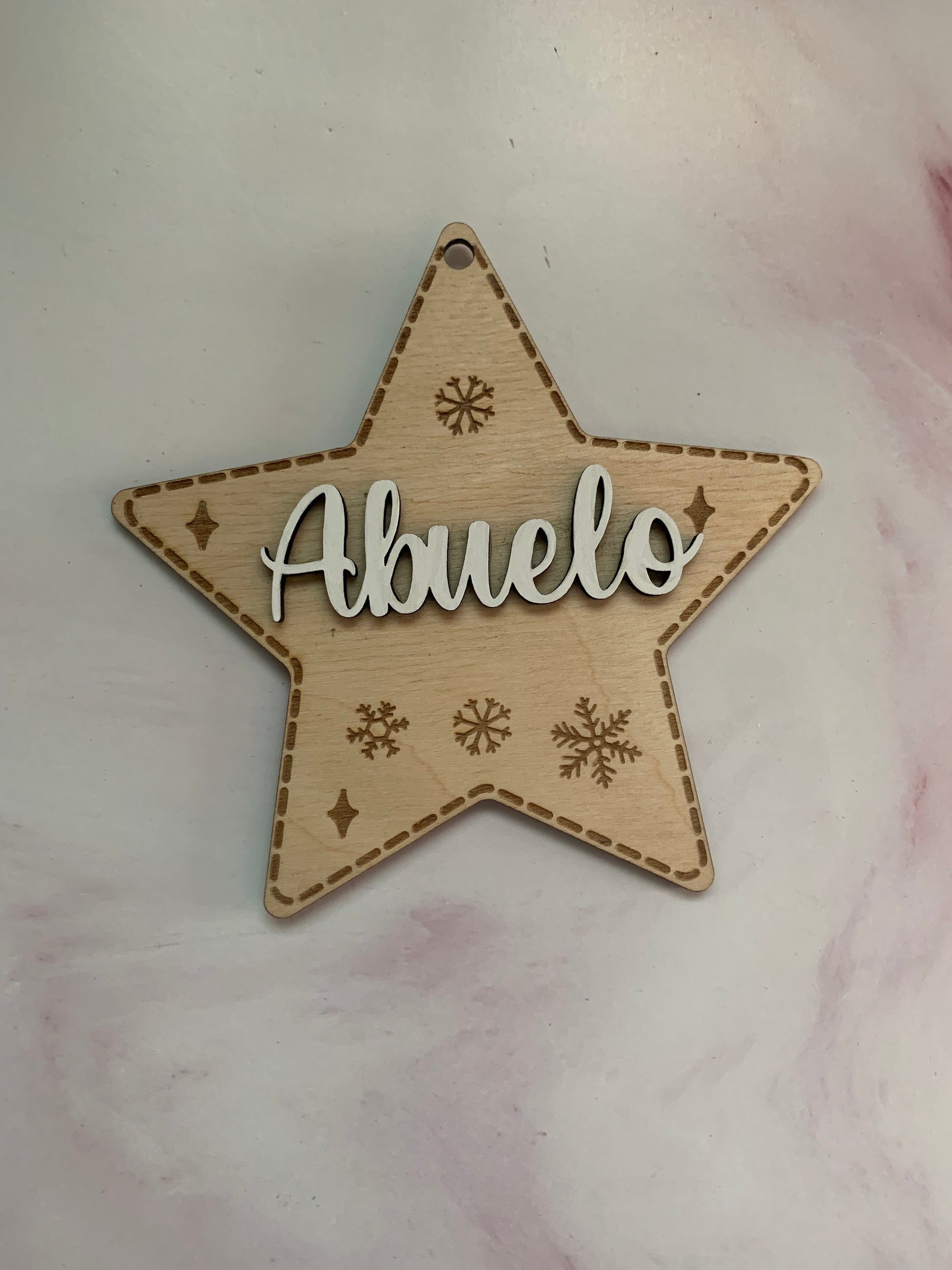 Adorno navideño doble capa madera personalizado