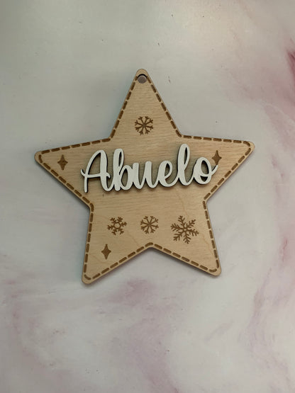 Adorno navideño doble capa madera personalizado