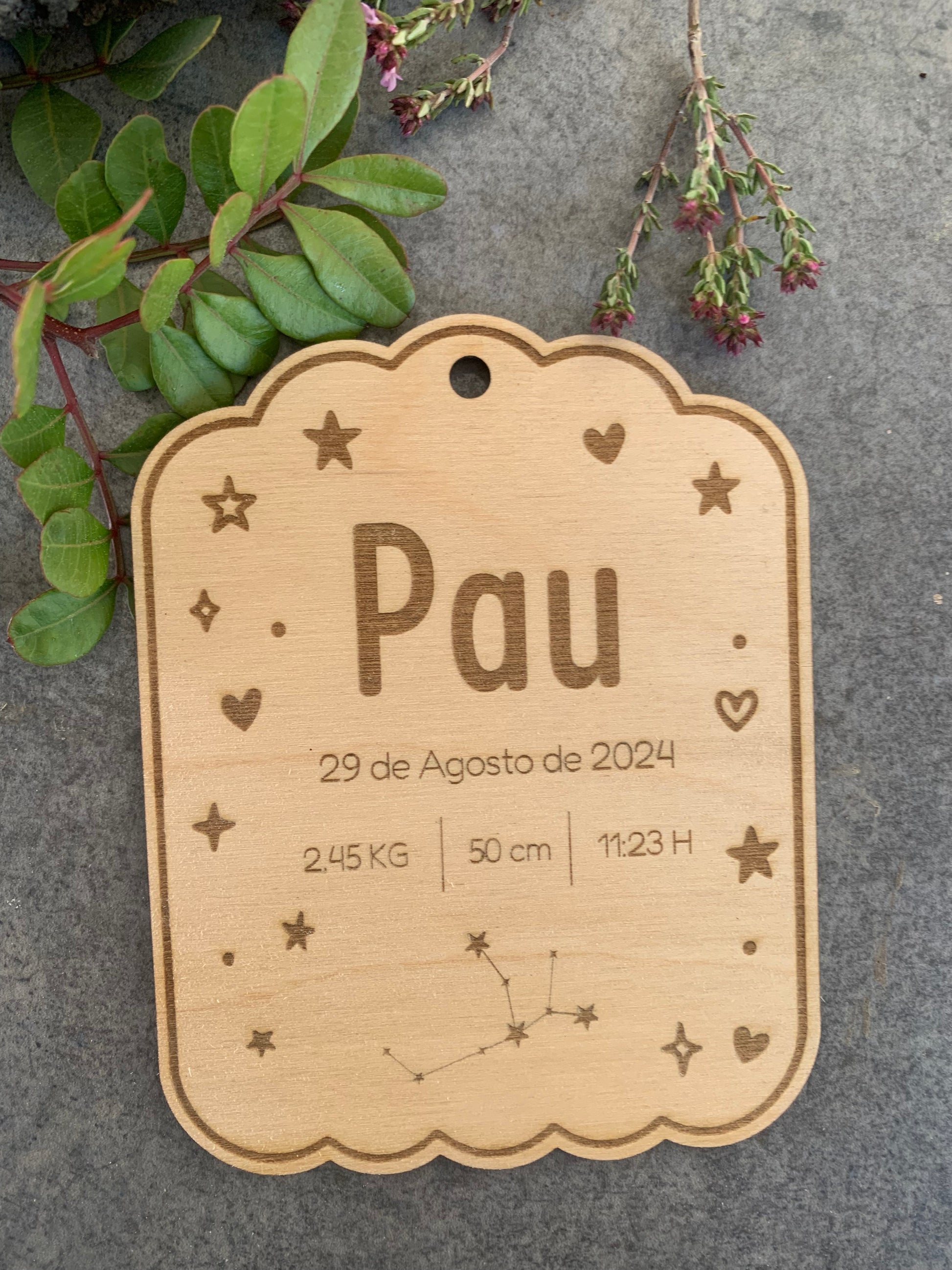 banderín de madera regalo bebé recién nacido
