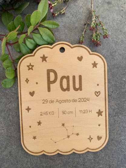 banderín de madera regalo bebé recién nacido