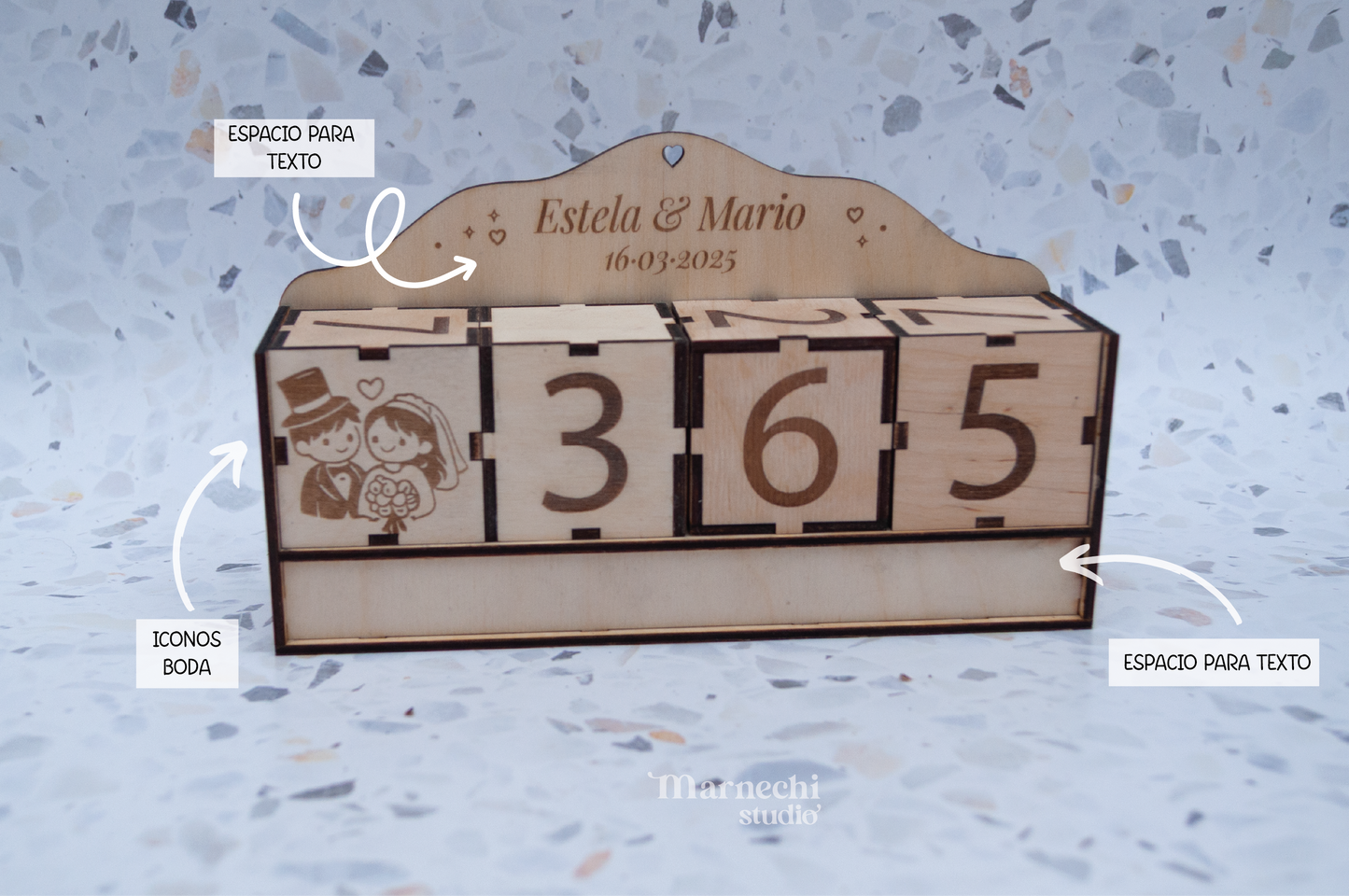 Cuenta atrás de madera personalizada - El regalo perfecto para bodas