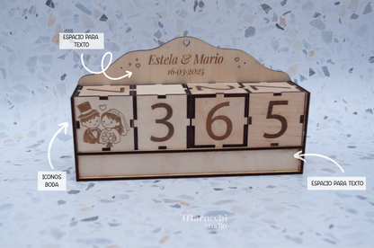 Cuenta atrás de madera personalizada - El regalo perfecto para bodas