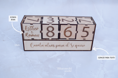 Cuenta atrás de madera personalizada - El regalo perfecto para bodas