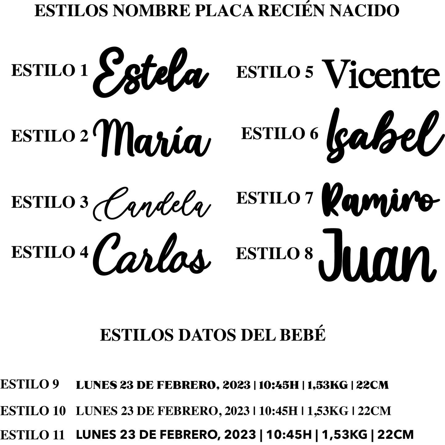 Placa de nacimiento personalizada