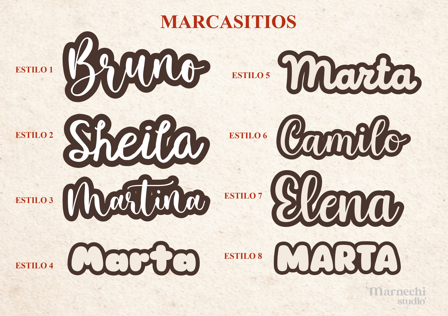 Detalles de eventos: marcasitios de madera artesanal