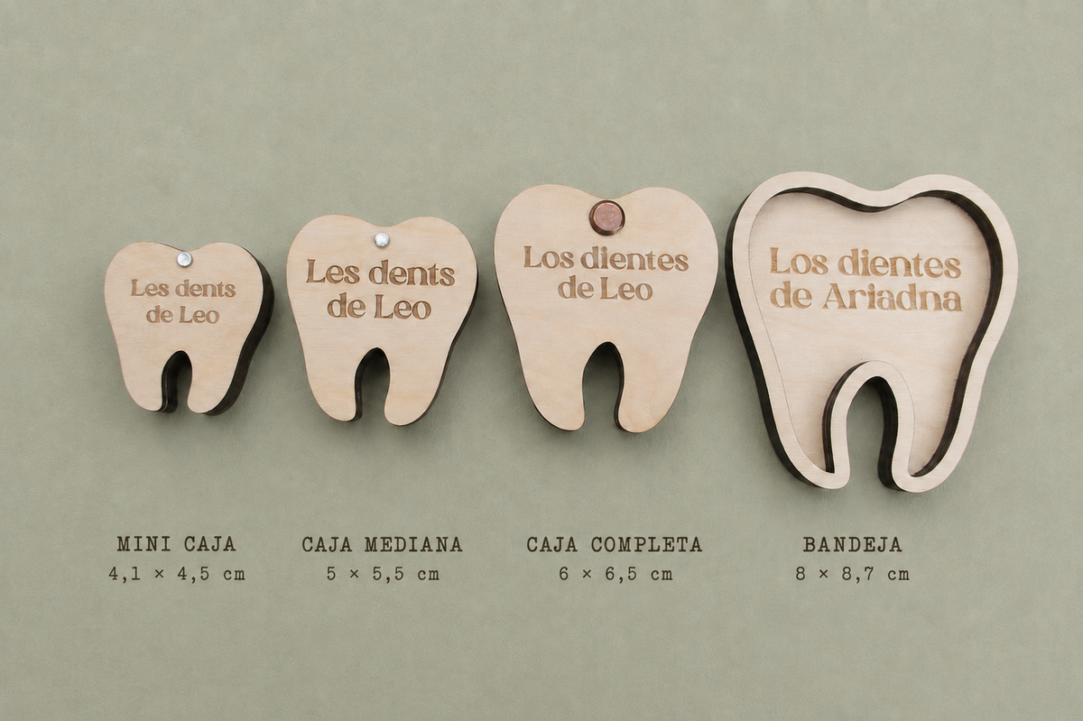 Caja para dientes de leche personalizada en madera