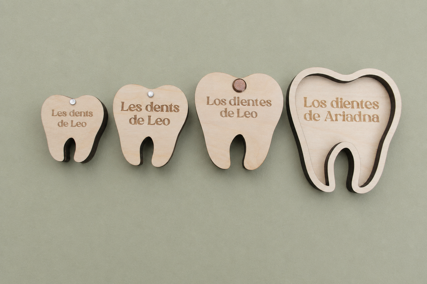 Caja para dientes de leche personalizada en madera